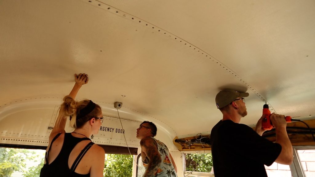 remove ceiling panels bus conversion